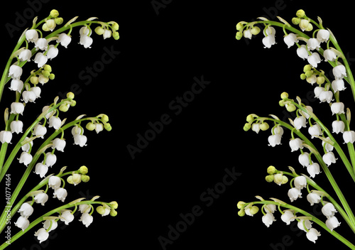 Lily of the valley background with copy space in center for text