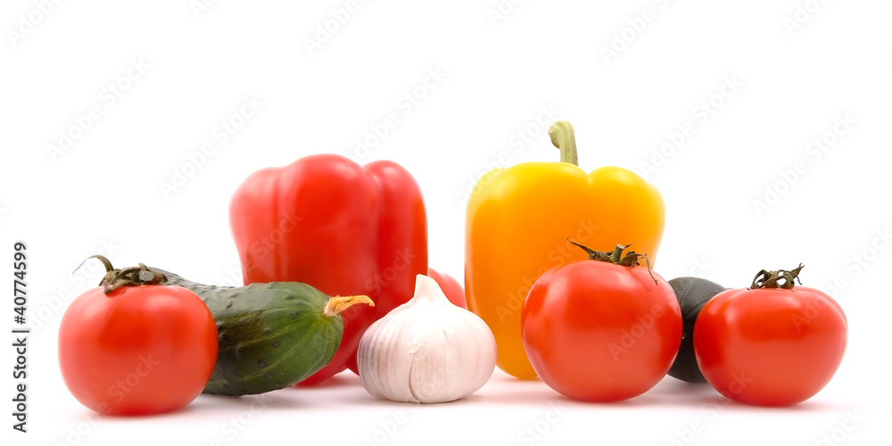 Vegetables on white background