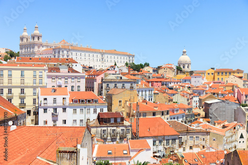 Alfama view, Lisbon. Roofs, Monastery Sao Vicente, Church Santa