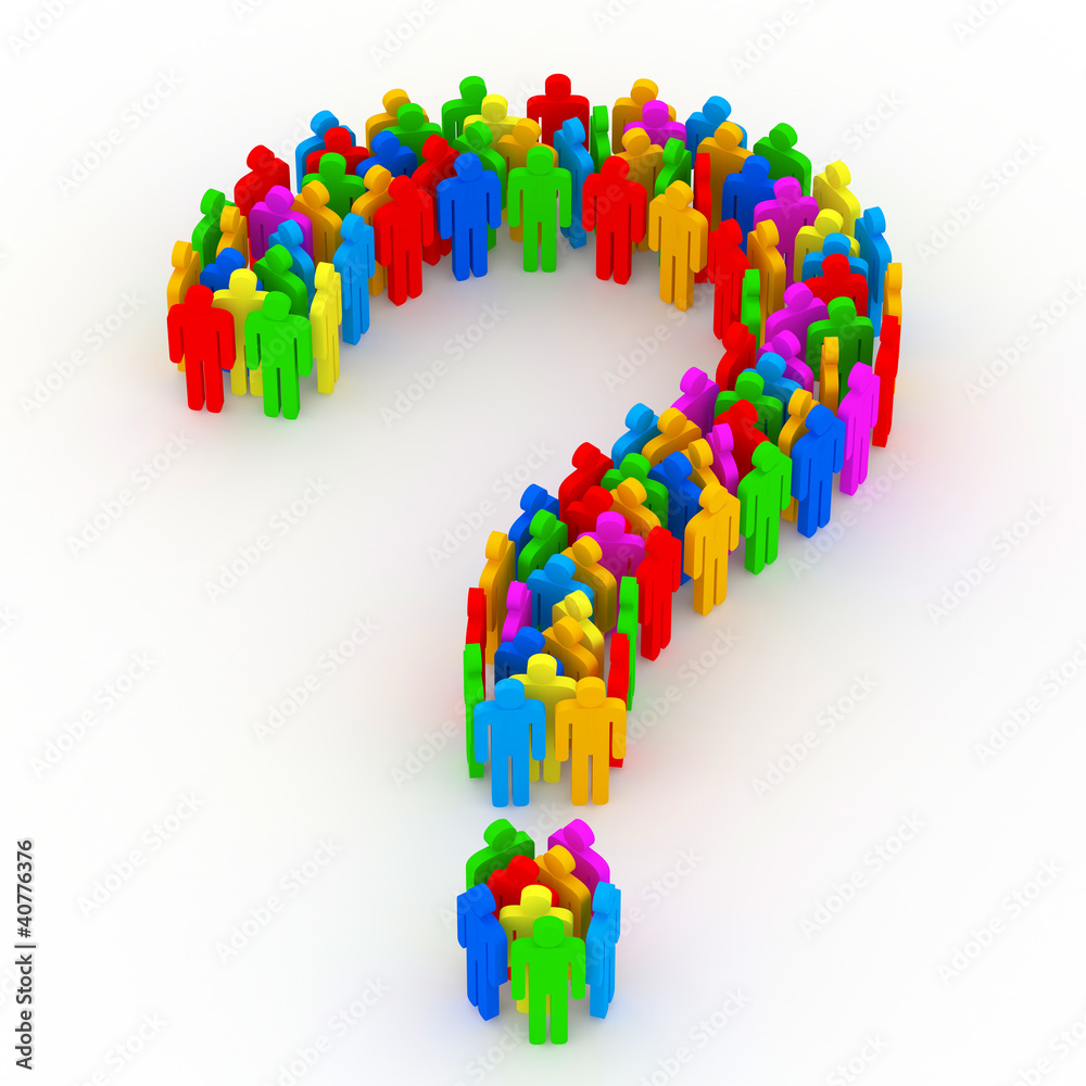 Question Mark made from colorful 3d people Question Mark made from colorful 3d people