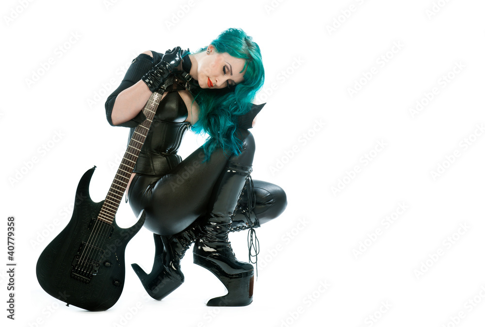 woman with electric guitar