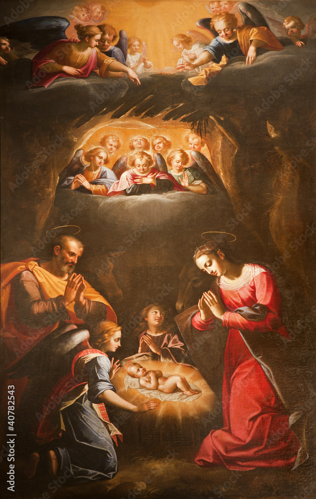Fototapeta premium Rome - The Nativity - paint from San Luigi church