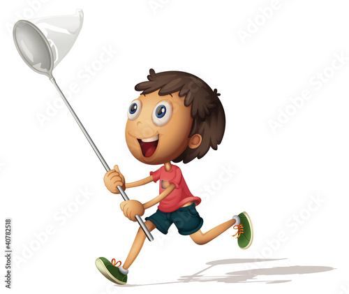 Boy catching with net