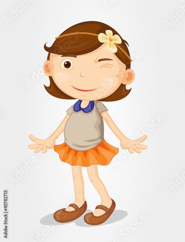 Cute girl on white