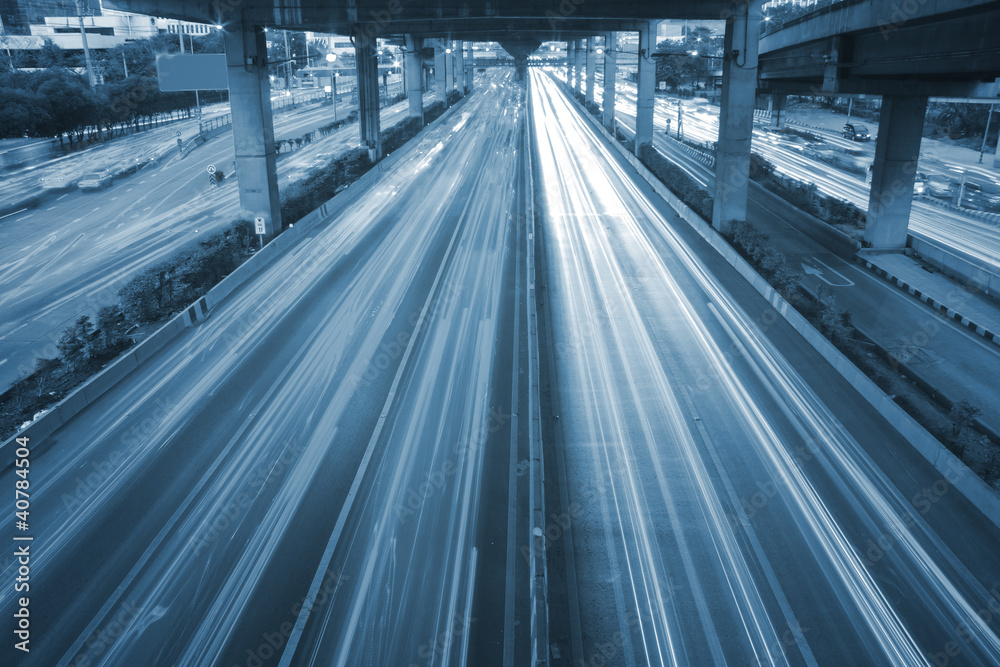 the light trails on the modern background