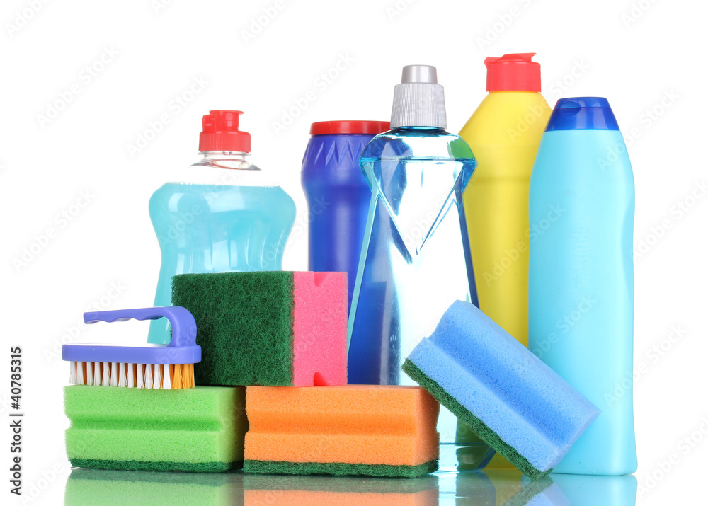 Cleaning items isolated on white Cleaning items isolated on white