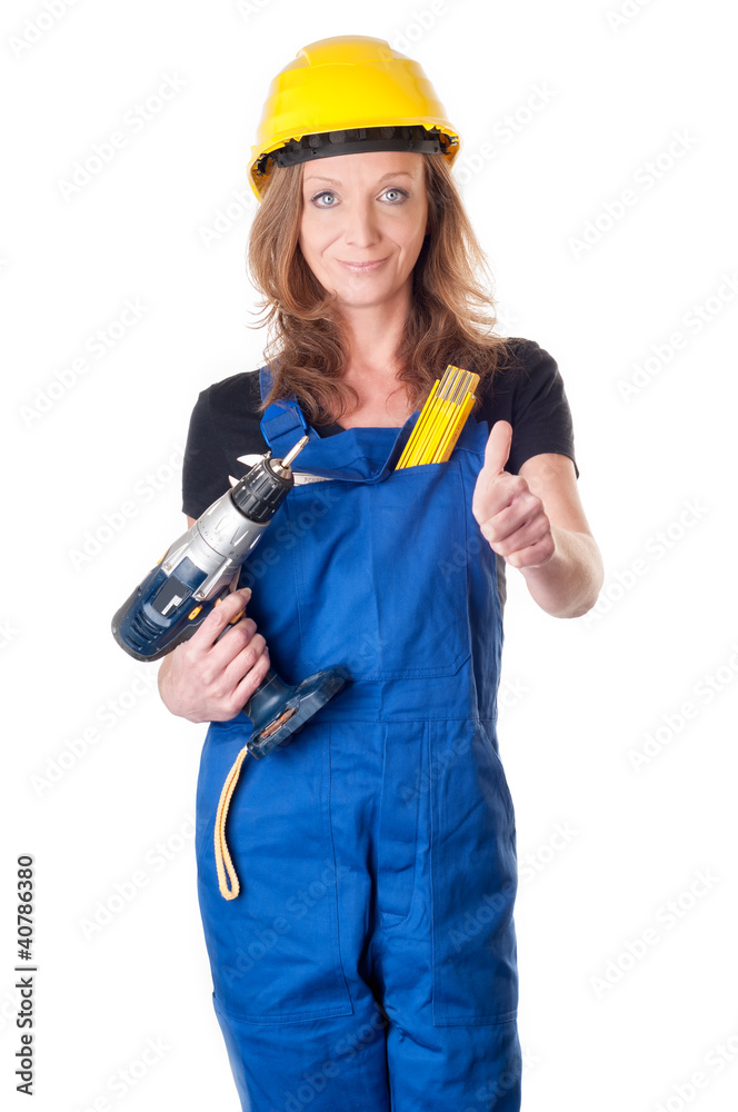 Frau mit Bohremaschine - woman with drill Frau mit Bohremaschine - woman with drill
