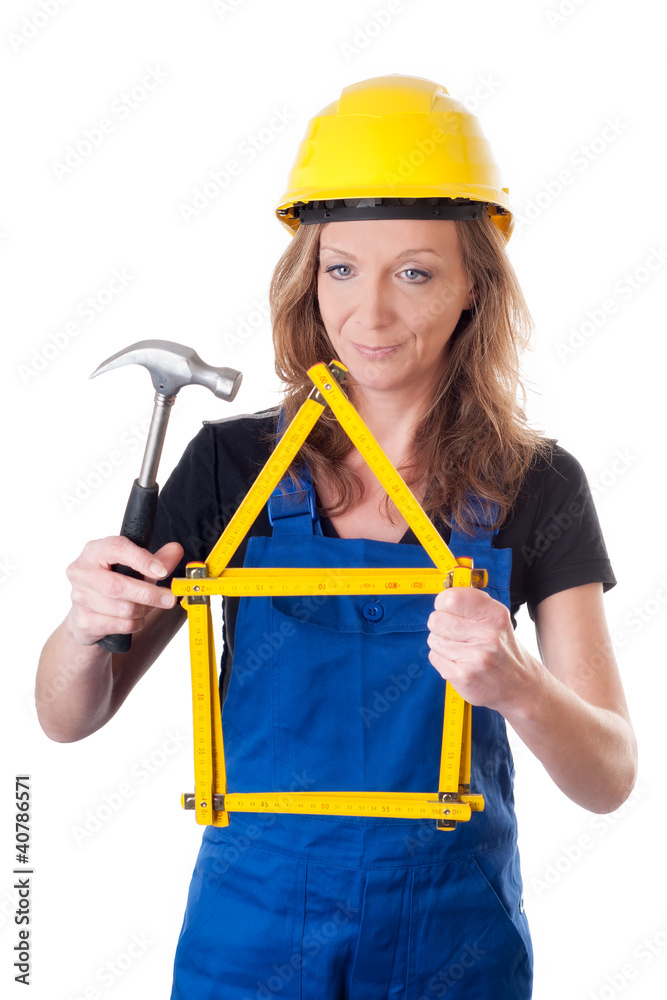 Frau mit Meterstab - woman with measuring meter Frau mit Meterstab - woman with measuring meter