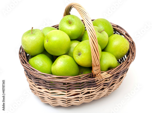 basket with green apples