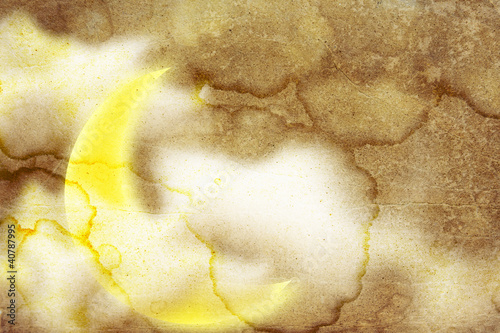 fantasy paper moon overlaid with a vintage, textured.