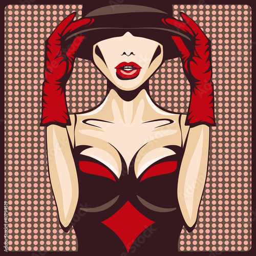 gloves hat and corset woman