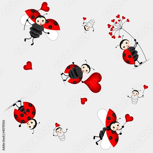 seamless pattern with cute ladybird - vector