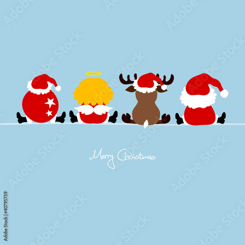 Santa, Angel, Reindeer & Chrismas Ball Blue