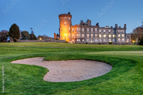 Dromoland Castle at dusk in west Ireland.