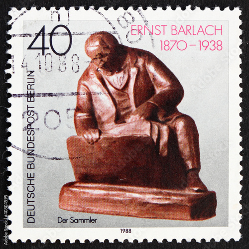 Postage stamp Germany 1988 The Collector, Sculpture by Ernst Bar photo