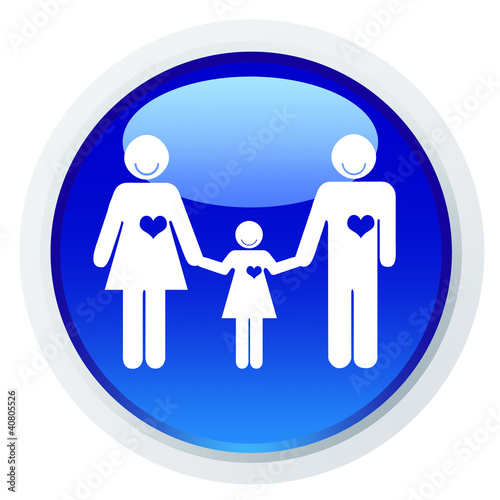 Casal de mãos dadas à filha - ícone azul