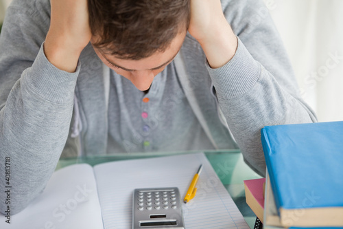 Student tearing while doing math