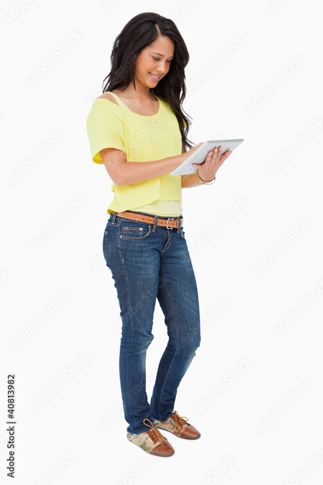 Latin student using a touch pad Latin student using a touch pad