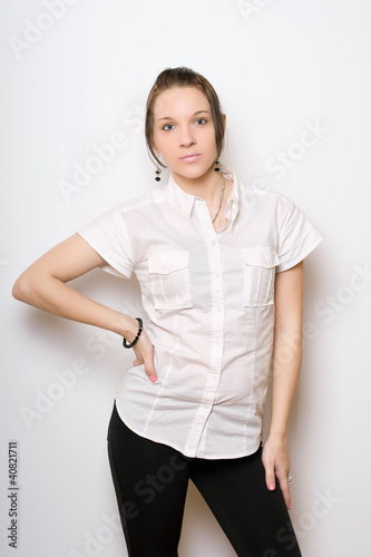 Fotografija Young sexy lady in white chemise