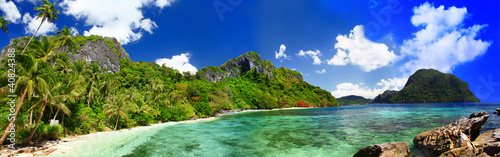 panorama of beautiful deserted tropical beach #40824388
