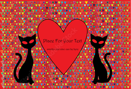 valentine vector background with two cats in silhouette