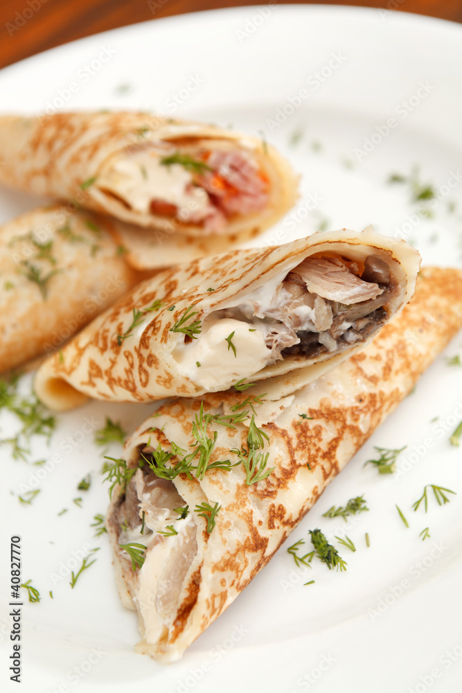 pancakes with chicken pancakes with chicken