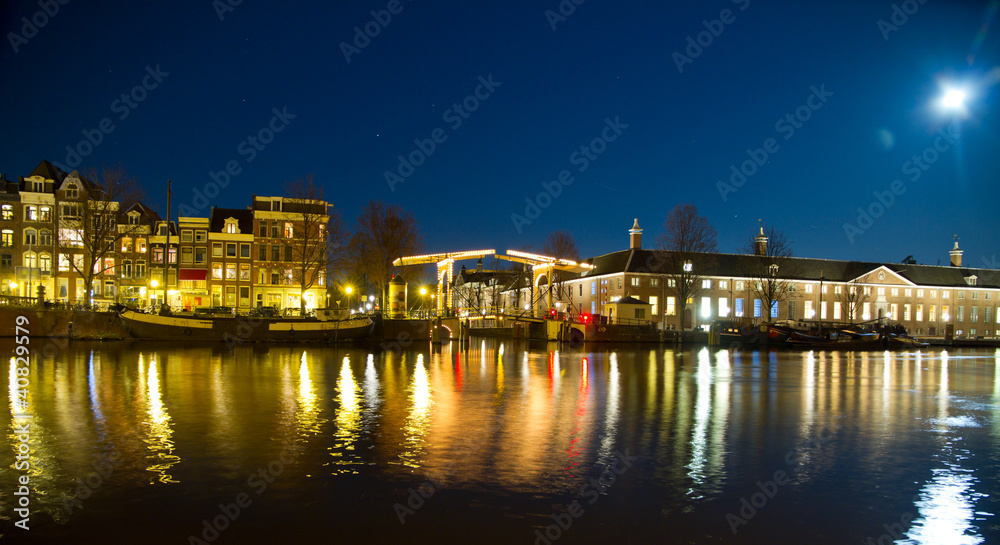 amsterdam bridge by night