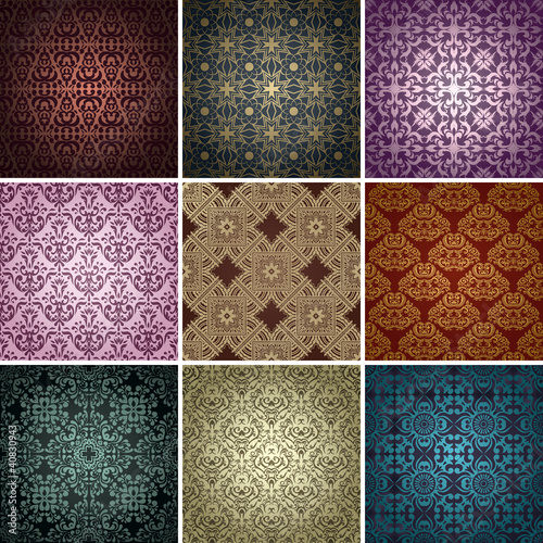 set of 9 seamless patterns.