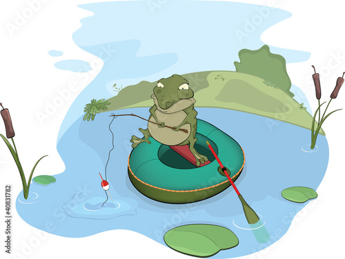Toad the fisher. Cartoon