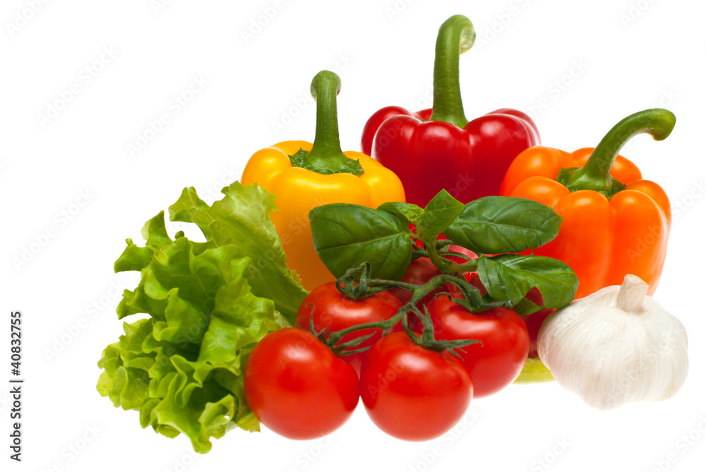Tomatoes, garlic, lettuce, peppers, basil Tomatoes, garlic, lettuce, peppers, basil