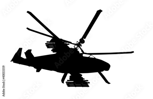 Russian Ka-52 (Hokum B) attack helicopter silhouette. Vector.