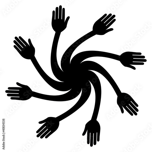Circle of hands vector.
