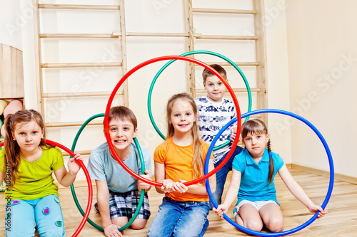 Kids with hula hoops