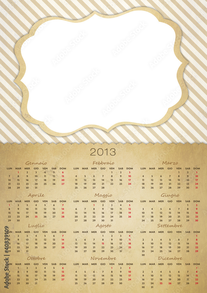 Base calendario vintage 2013 Stock Illustration | Adobe Stock