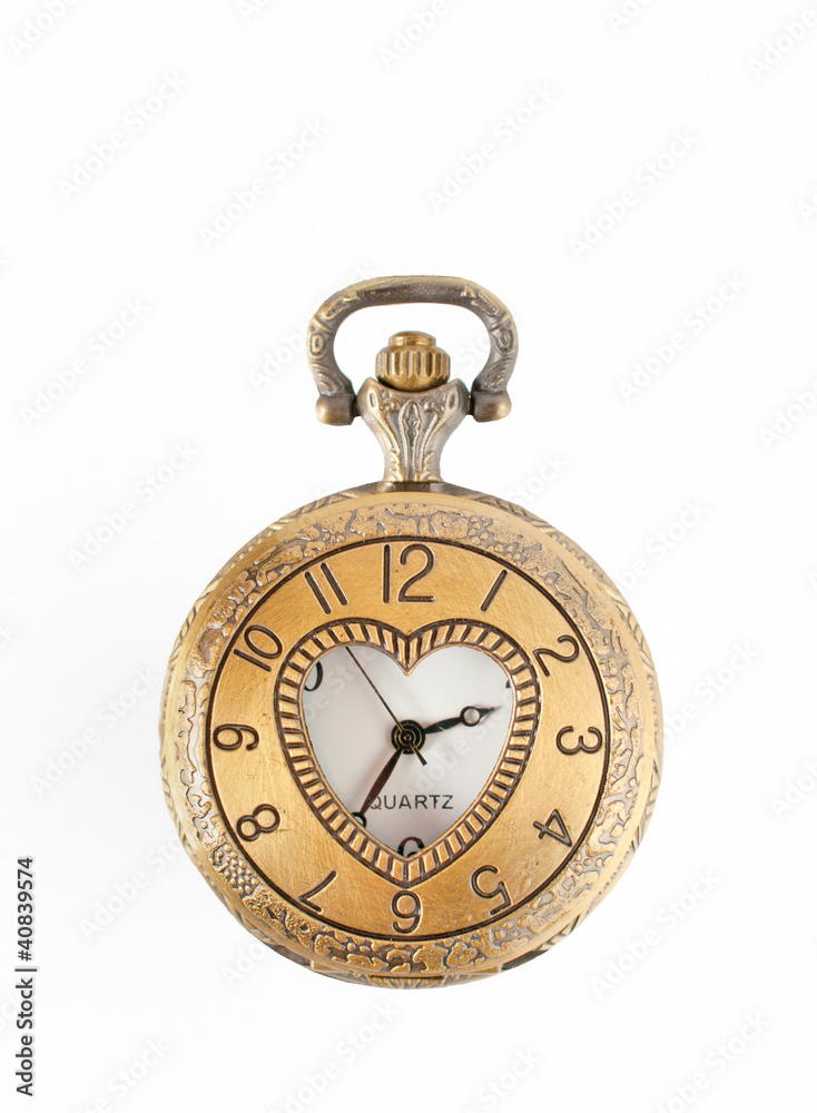 vintage pocket watch isolated over white background