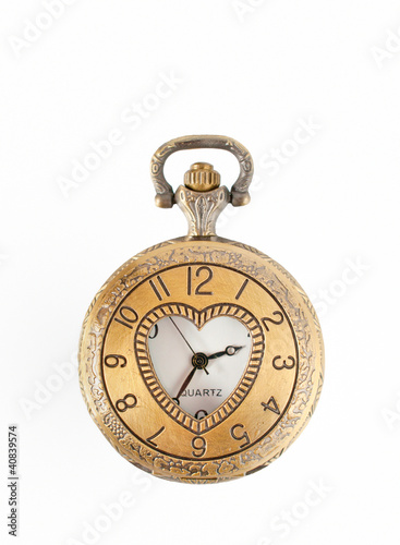 vintage pocket watch isolated over white background