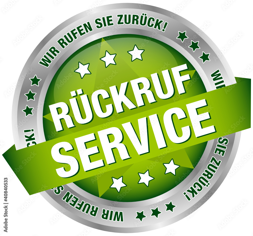 Button Banner "Rückruf Service" grün/silber Adobe Stock