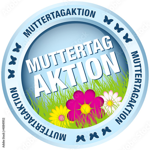 Button Muttertagaktion Blumen blau