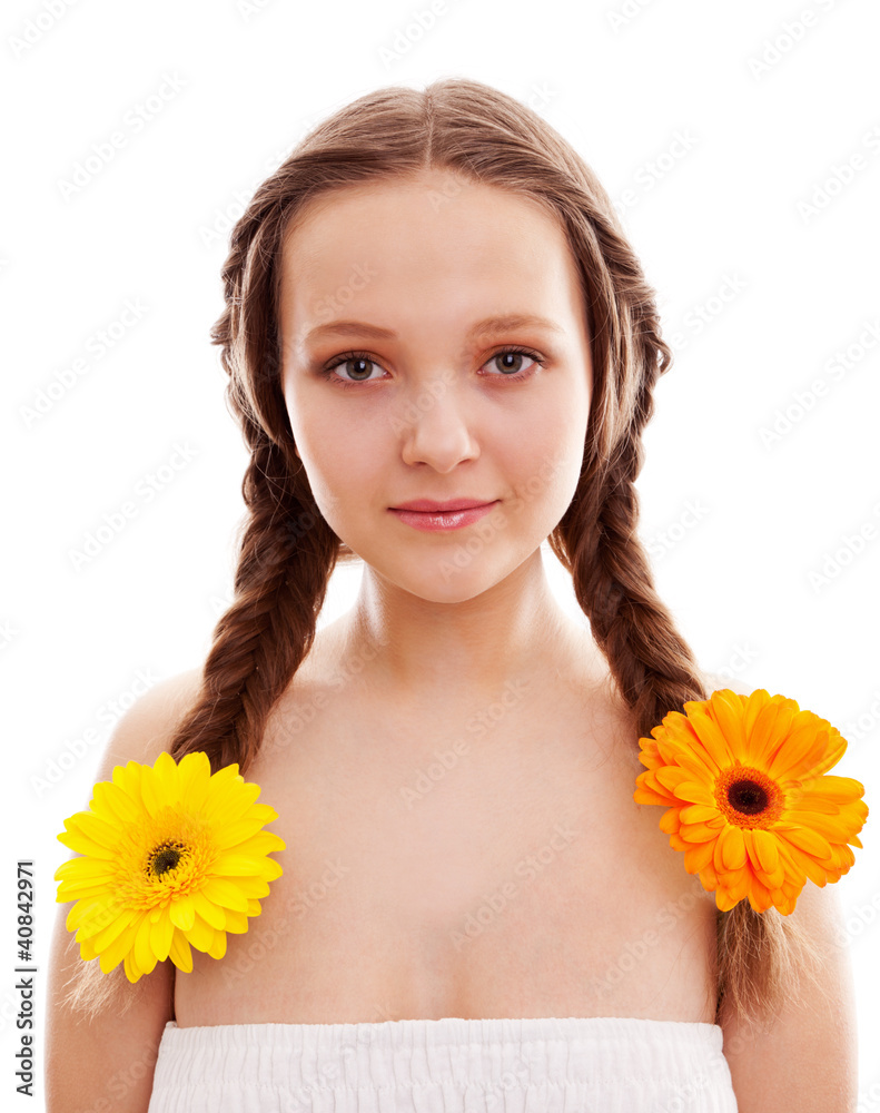 girl with orange flower