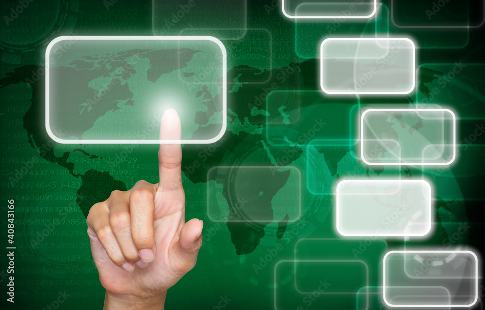 hand touch icon green social network background. hand touch icon green social network background.