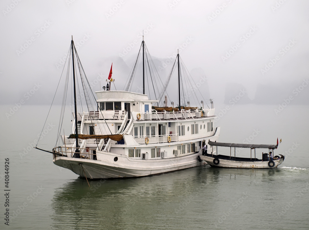 Foggy Ha Long bay