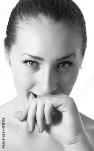 Black-white portrait of girl