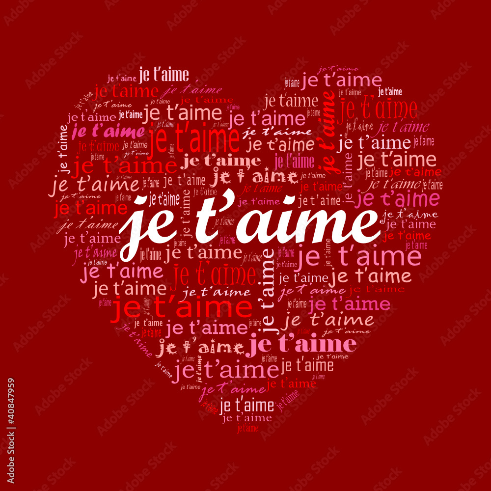 JE T'AIME" (amour carte saint valentin passion amoureux coeur) Stock Vector  | Adobe Stock
