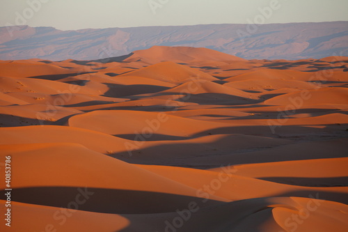 View acros sand dunes in the Sahara desert, Morocco, Africa