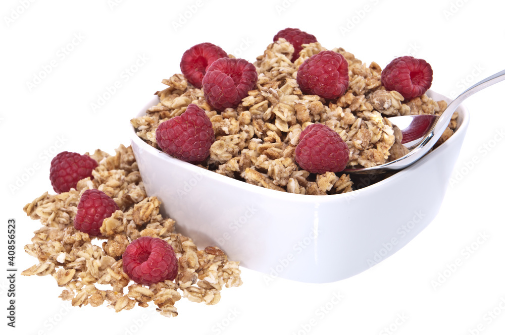 Muesli with fresh raspberries Muesli with fresh raspberries