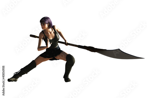 Fantasy female ninja with glaive photo