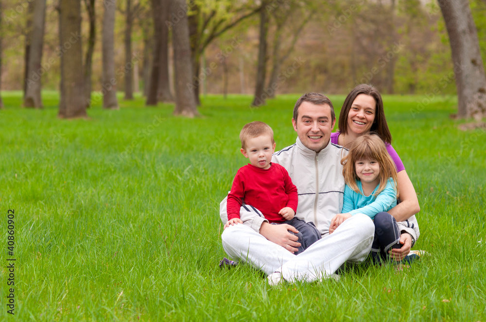 Happy family having fun in the nature on beautiful spring day Happy family having fun in the nature on beautiful spring day