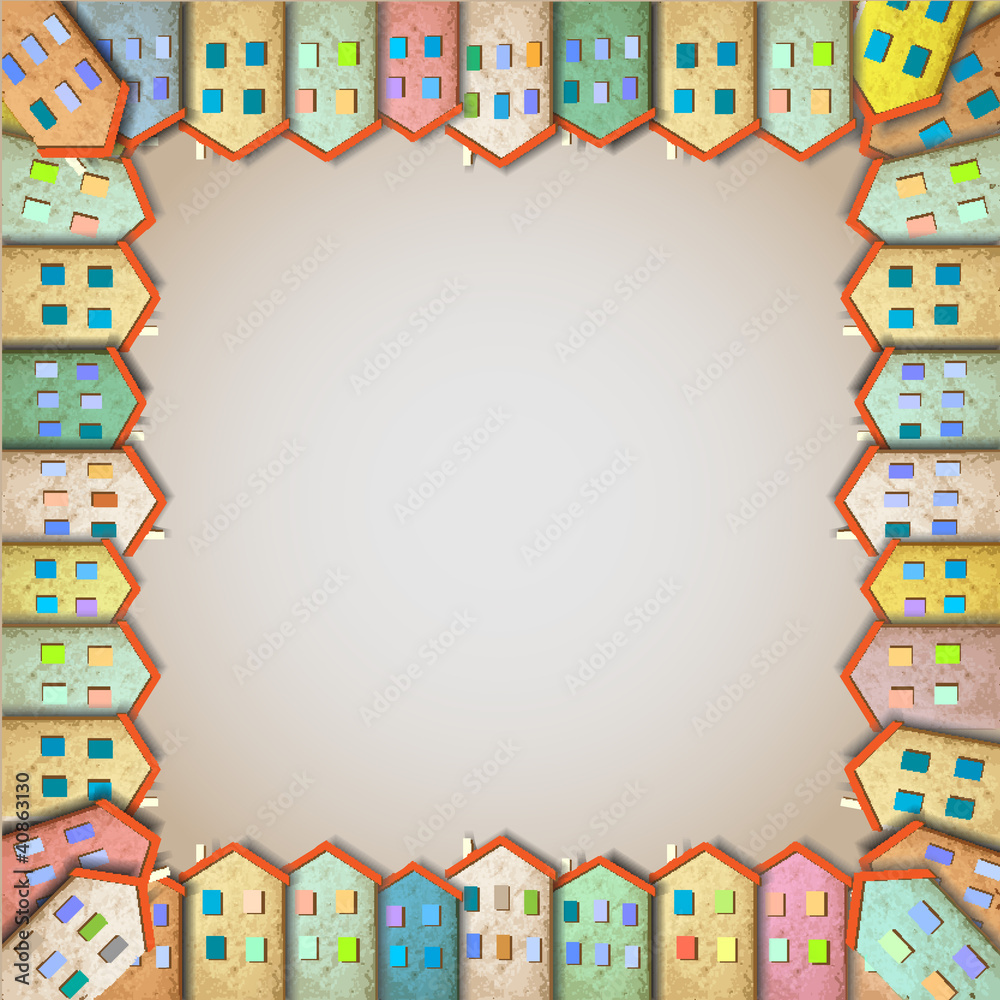 Frame of colorful homes