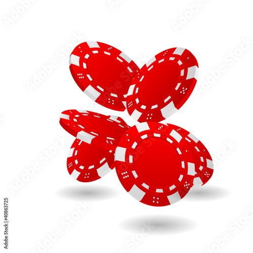 red falling poker chips