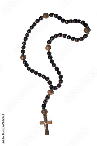 Canvas Print wooden rosary with a cross